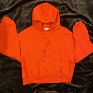 Orange Hooded Women's Crop Sweatshirt